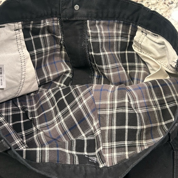 Carhartt Duck Flannel Lined Cargo Pants B-111 Black 38x30 Loose Fit - Picture 6 of 10